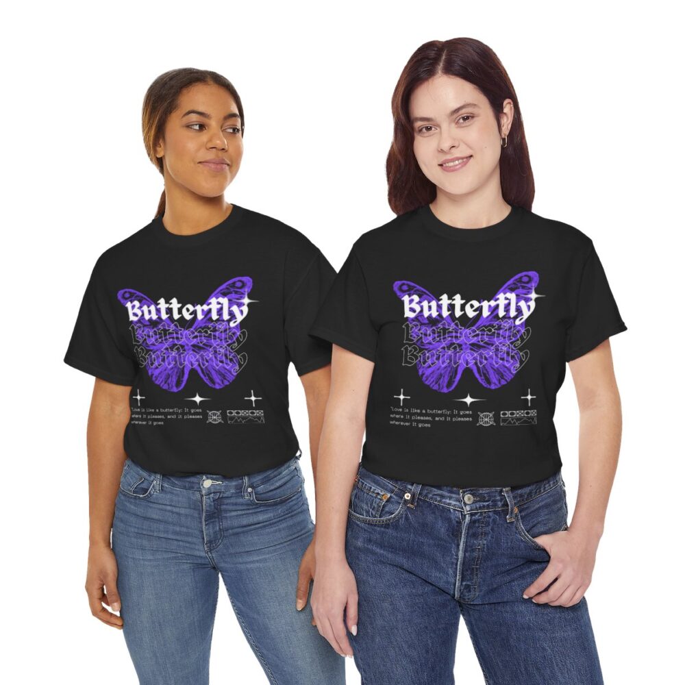 Two women with Black Butterfly Tshirt