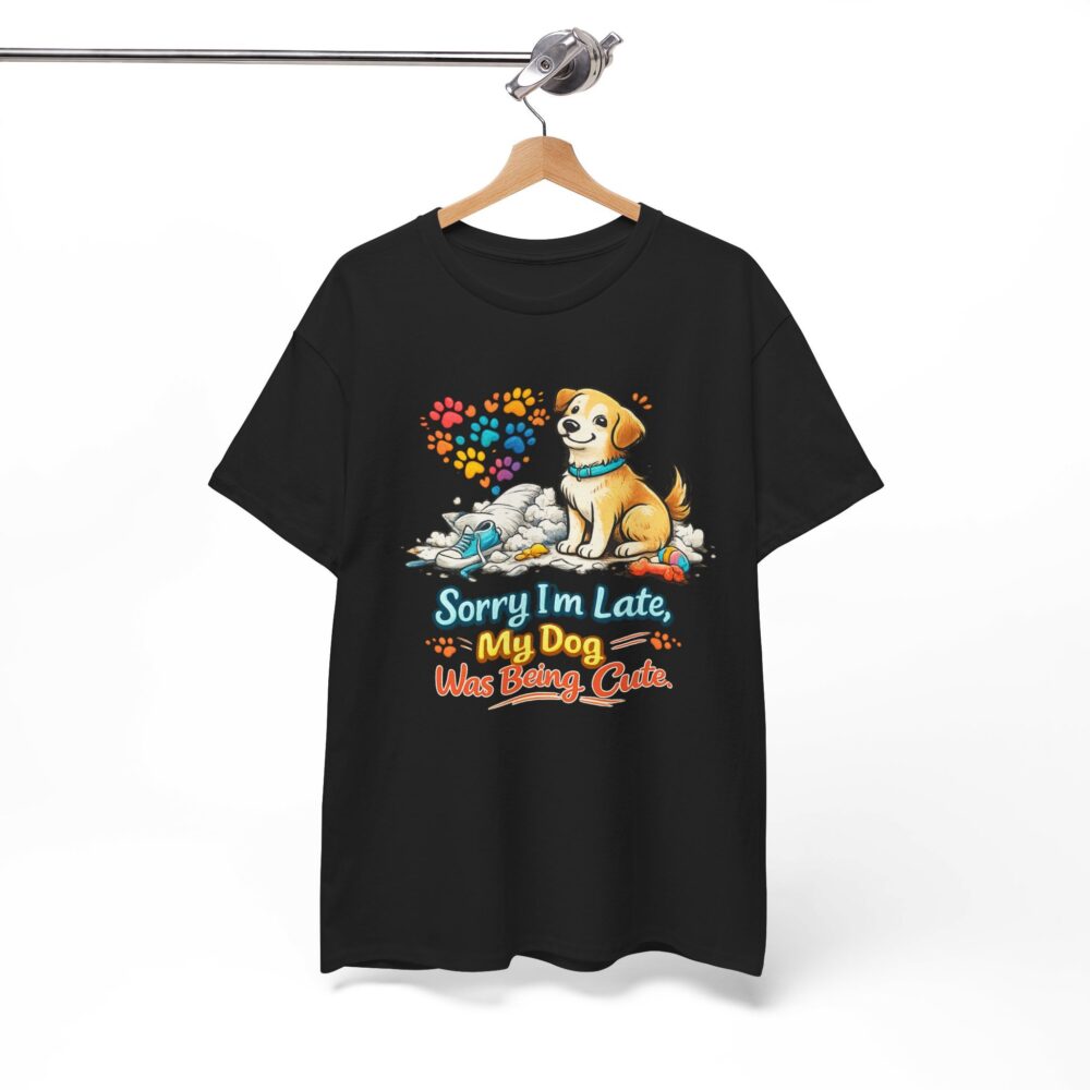 Dog Lover Unisex T‑Shirt — "Sorry I’m Late, My Dog Was Taking a Bath" Cute Paw Print Tee